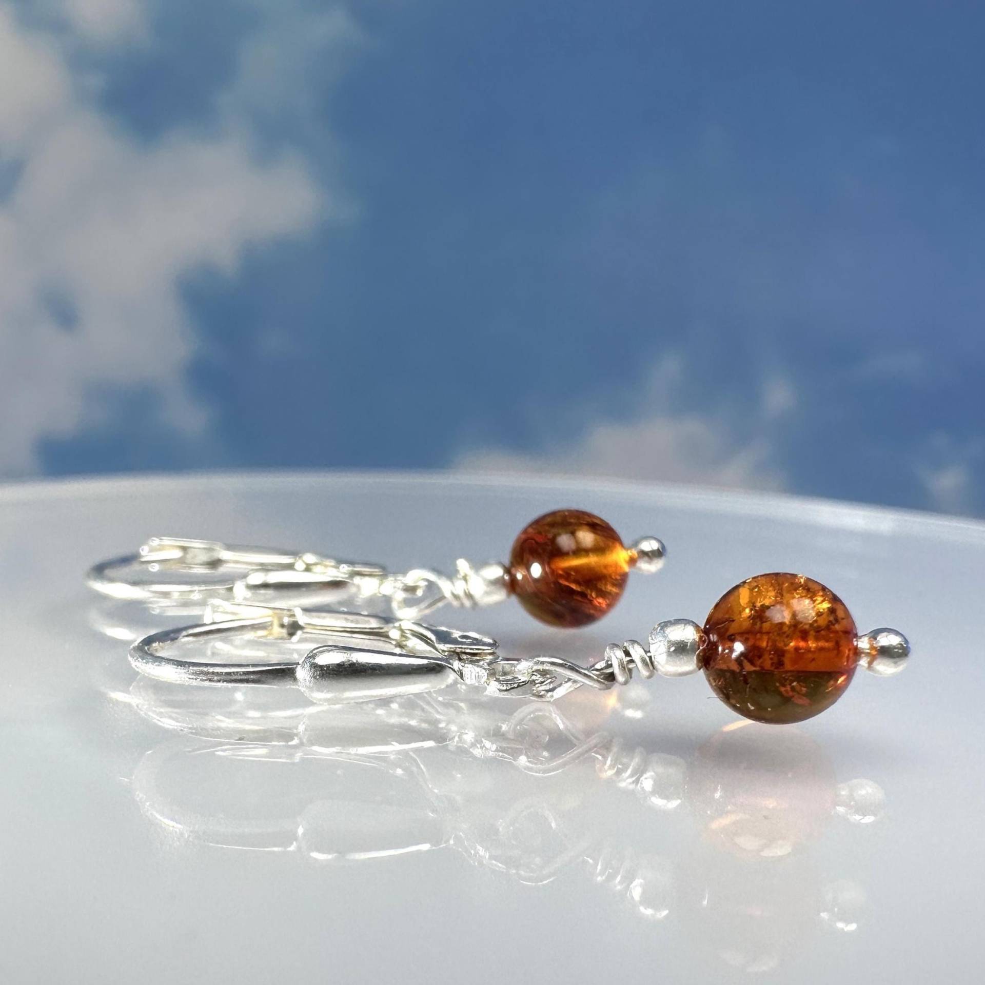 Ohrringe Echter Bernstein 925 Silber von SteinzauberShop