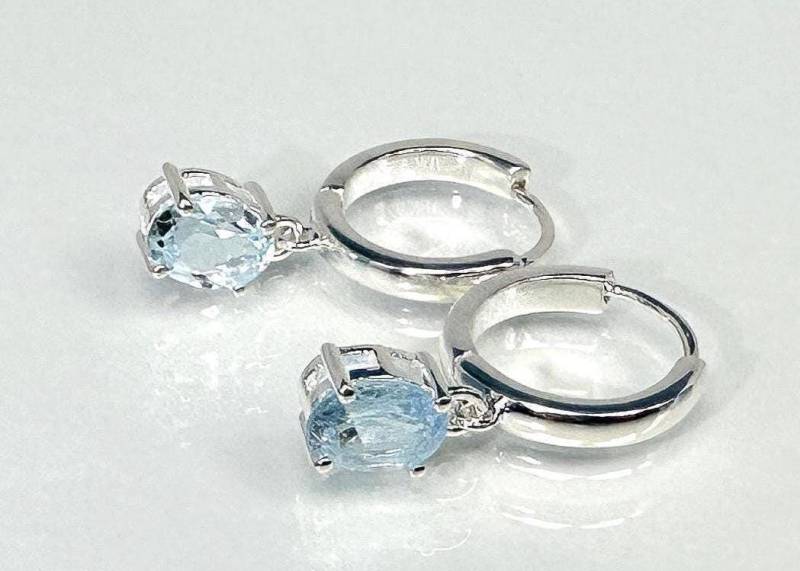 Ohrringe Facettierter Topas An Creolen 925 Silber von SteinzauberShop