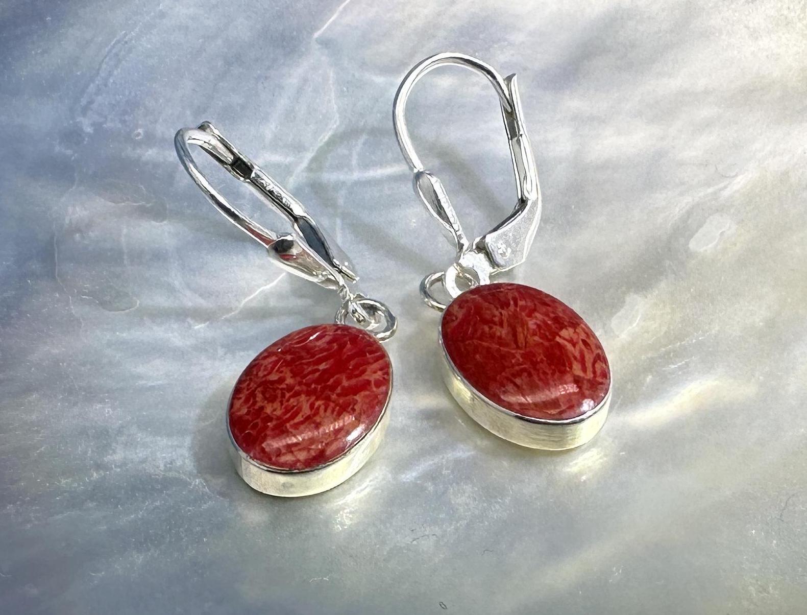 Ohrringe Koralle Silber von SteinzauberShop
