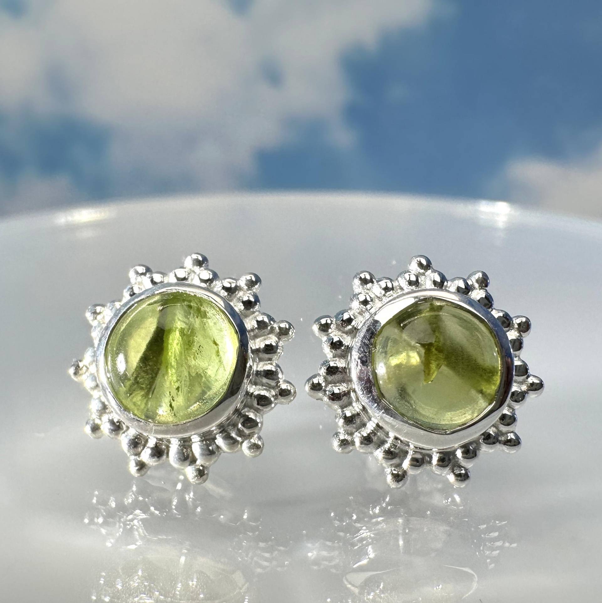 Ohrringe Ohrstecker Echter Peridot 925 Silber von SteinzauberShop