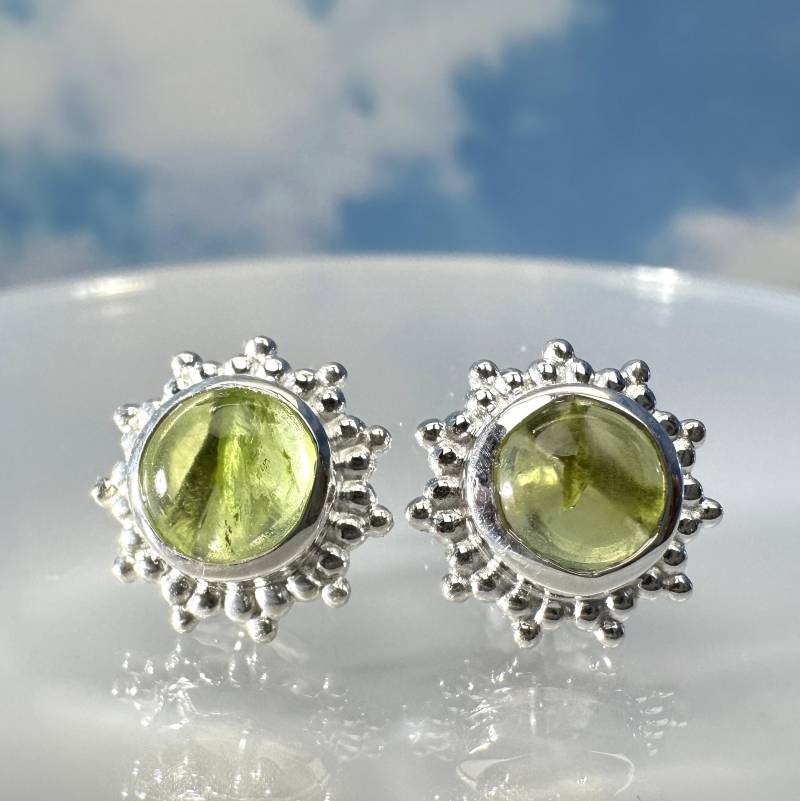 Ohrringe Ohrstecker Echter Peridot 925 Silber von SteinzauberShop
