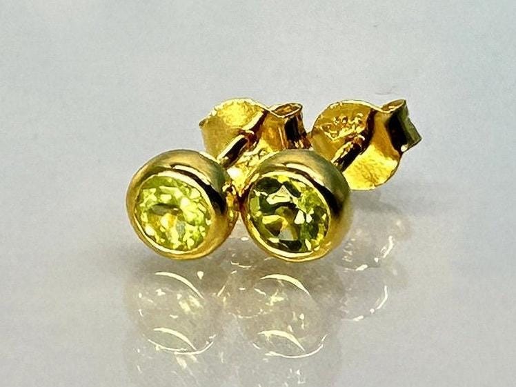Ohrringe Peridot Hart-Gold Auflage 925 Silber von SteinzauberShop