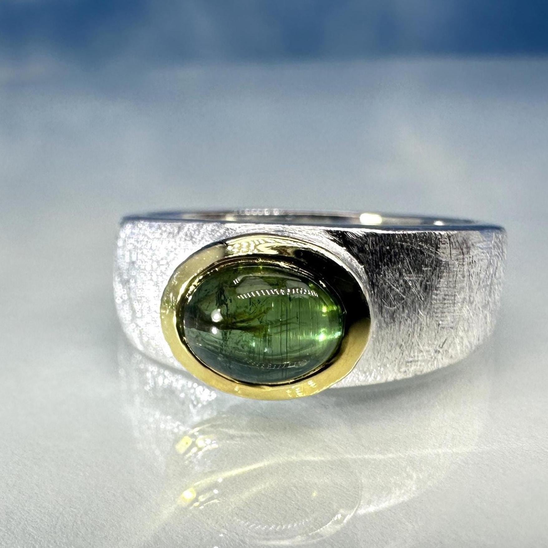 Ring Grüner Turmalin Bicolor von SteinzauberShop