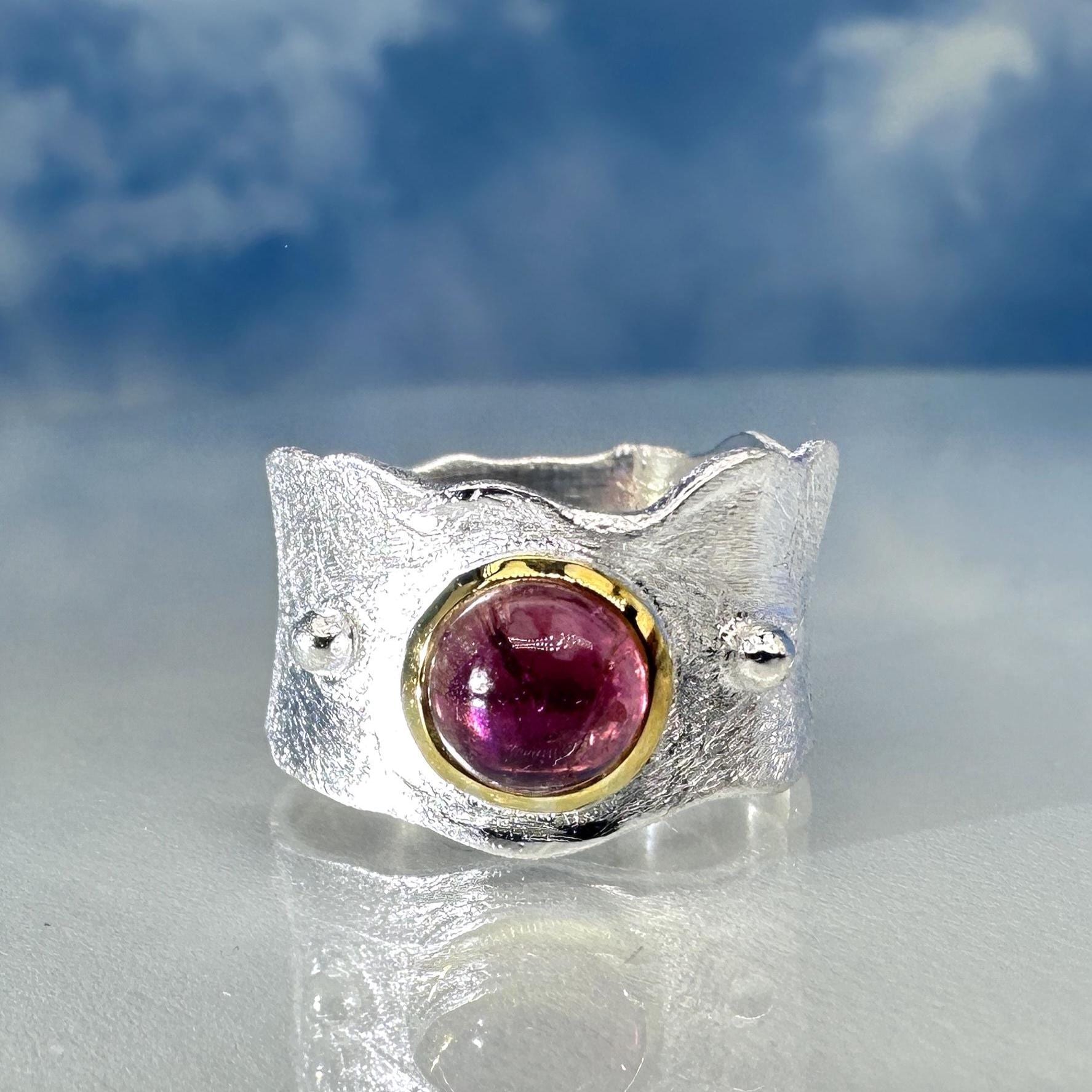 Ring Turmalin Pink Bicolor Welle von SteinzauberShop