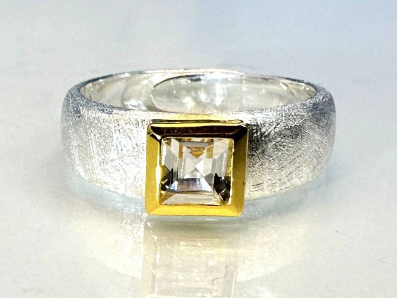 Ring Weißer Topas Hart-Gold Auflage 925 Silber von SteinzauberShop