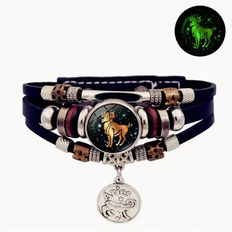 Stelby Armband mit Gravur Armband Sternzeichen 3D Gravur im Glas - verschiedene Motive (Weihnachtsgeschenk, Geburtstagsgeschenk, Valentinstaggeschenk, modern, minimalistisch), langlebig, pflegeleicht, unisex von Stelby