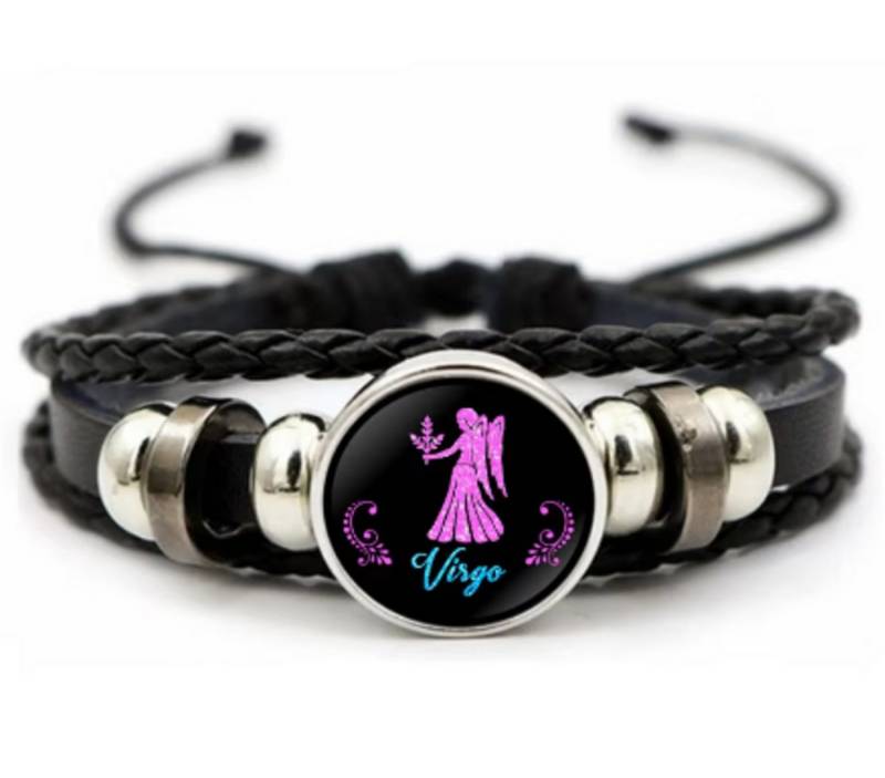 Stelby Armband mit Gravur Armband Sternzeichen Jungfrau mit 3D Gravur im Glas (Weihnachtsgeschenk, Geburtstagsgeschenk, Valentinstaggeschenk, modern, minimalistisch), langlebig, pflegeleicht, unisex von Stelby