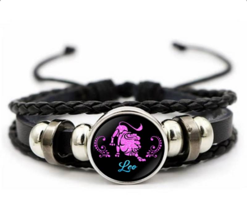 Stelby Armband mit Gravur Armband Sternzeichen Löwe mit 3D Gravur im Glas (Weihnachtsgeschenk, Geburtstagsgeschenk, Valentinstaggeschenk, modern, minimalistisch), langlebig, pflegeleicht, unisex von Stelby