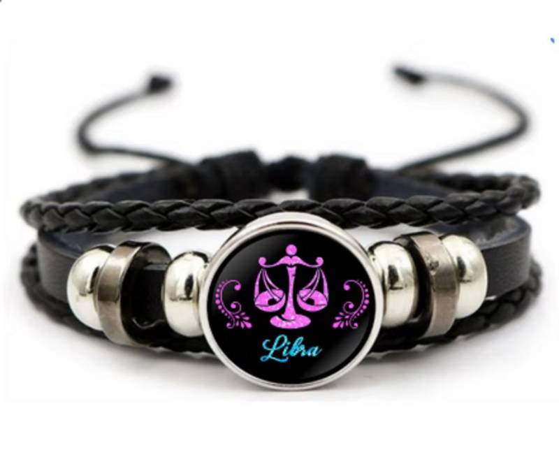 Stelby Armband mit Gravur Armband Sternzeichen Waage mit 3D Gravur im Glas (Weihnachtsgeschenk, Geburtstagsgeschenk, Valentinstaggeschenk, modern, minimalistisch), langlebig, pflegeleicht, unisex von Stelby