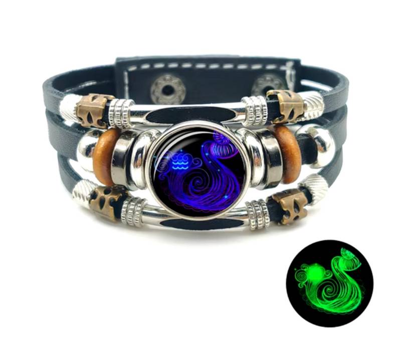 Stelby Armband mit Gravur Armband Sternzeichen Wassermann mit 3D Gravur im Glas (Weihnachtsgeschenk, Geburtstagsgeschenk, Valentinstaggeschenk, modern, minimalistisch), langlebig, pflegeleicht, unisex von Stelby