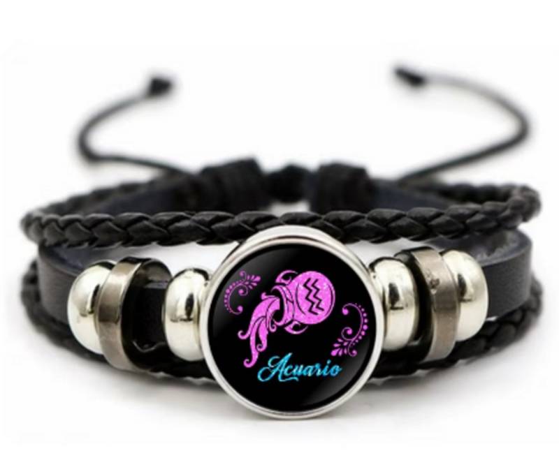 Stelby Armband mit Gravur Armband Sternzeichen Wassermann mit 3D Gravur im Glas (Weihnachtsgeschenk, Geburtstagsgeschenk, Valentinstaggeschenk, modern, minimalistisch), langlebig, pflegeleicht, unisex von Stelby