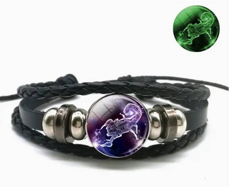 Stelby Armband mit Gravur Sternzeichen Skorpion mit 3D Gravur im Glas (Weihnachtsgeschenk, Geburtstagsgeschenk, Valentinstaggeschenk, modern, minimalistisch), langlebig, pflegeleicht, unisex von Stelby