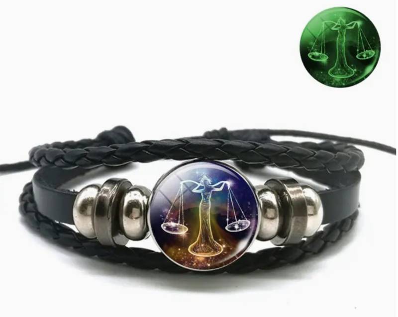 Stelby Armband mit Gravur Sternzeichen Waage mit 3D Gravur im Glas (Weihnachtsgeschenk, Geburtstagsgeschenk, Valentinstaggeschenk, modern, minimalistisch), langlebig, pflegeleicht, unisex von Stelby