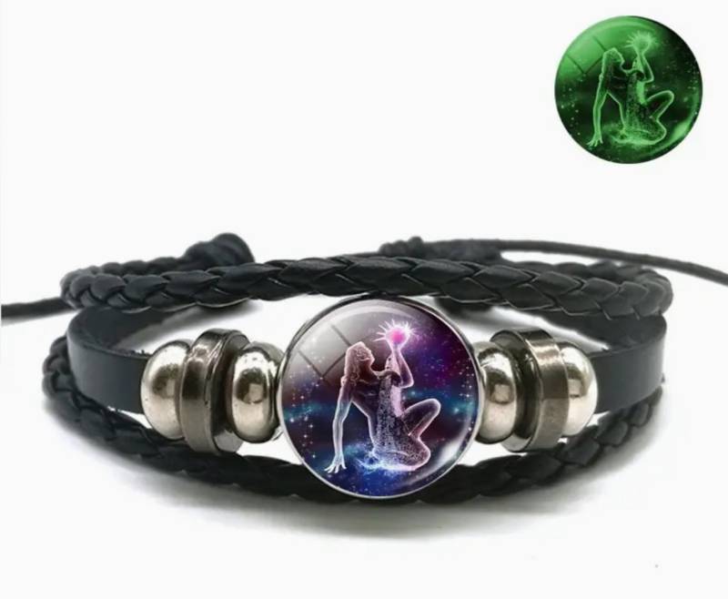 Stelby Armband mit Gravur Sternzeichen Wassermann mit 3D Gravur im Glas (Weihnachtsgeschenk, Geburtstagsgeschenk, Valentinstaggeschenk, modern, minimalistisch), langlebig, pflegeleicht, unisex von Stelby