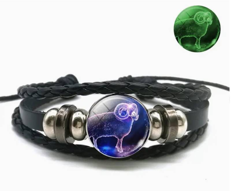 Stelby Armband mit Gravur Sternzeichen Widder mit 3D Gravur im Glas (Weihnachtsgeschenk, Geburtstagsgeschenk, Valentinstaggeschenk, modern, minimalistisch), langlebig, pflegeleicht, unisex von Stelby