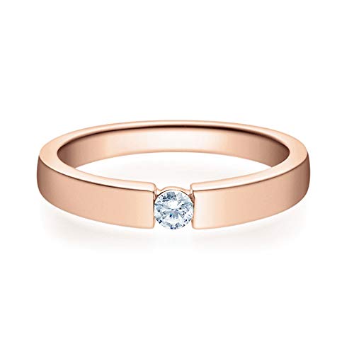 Stella-Jewellery 375er Rotgold Spannring mit Diamant 0,10ct. Verlobungsring Antragsring Solitär von Stella-Jewellery