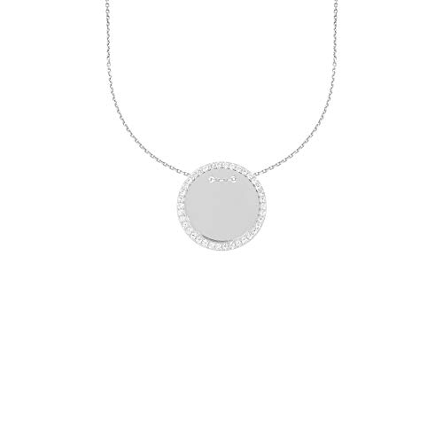 925er Sterling Silber Kette mit Gravurplatte Ø26 Anhänger Zirkonia Halskette Collier von Stella-Jewellery
