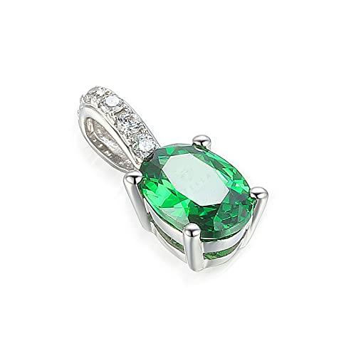 Stella-Jewellery 585er Weißgold Anhänger mit synth. Smaragd und Zirkonia ohne Kette von Stella-Jewellery