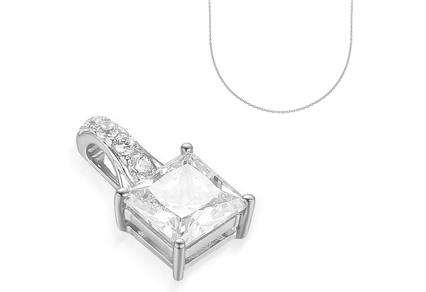 Stella-Jewellery Collier 585er Gelbgold Anhänger mit Zirkonia (Square) (inkl. Etui), Zirkonia Anhänger mit Kette von Stella-Jewellery