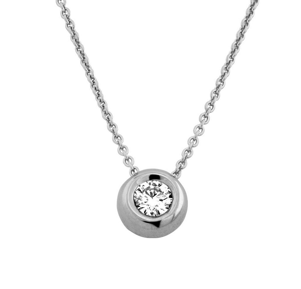 Stella-Jewellery Collier 585er Gold Collier mit Diamant 0,05ct. Zargenfass. (inkl. Etui), Diamanten Solitaire Ankerkette Brilliant von Stella-Jewellery