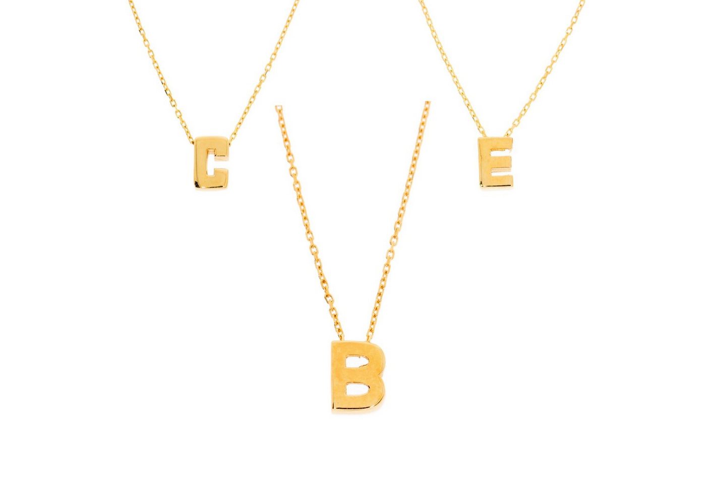 Stella-Jewellery Collier 585er Gold Halskette mit Buchstaben Anhänger (Kette mit Anhänger, inkl. Etui), Buchstaben Anhänger mit Kette von Stella-Jewellery