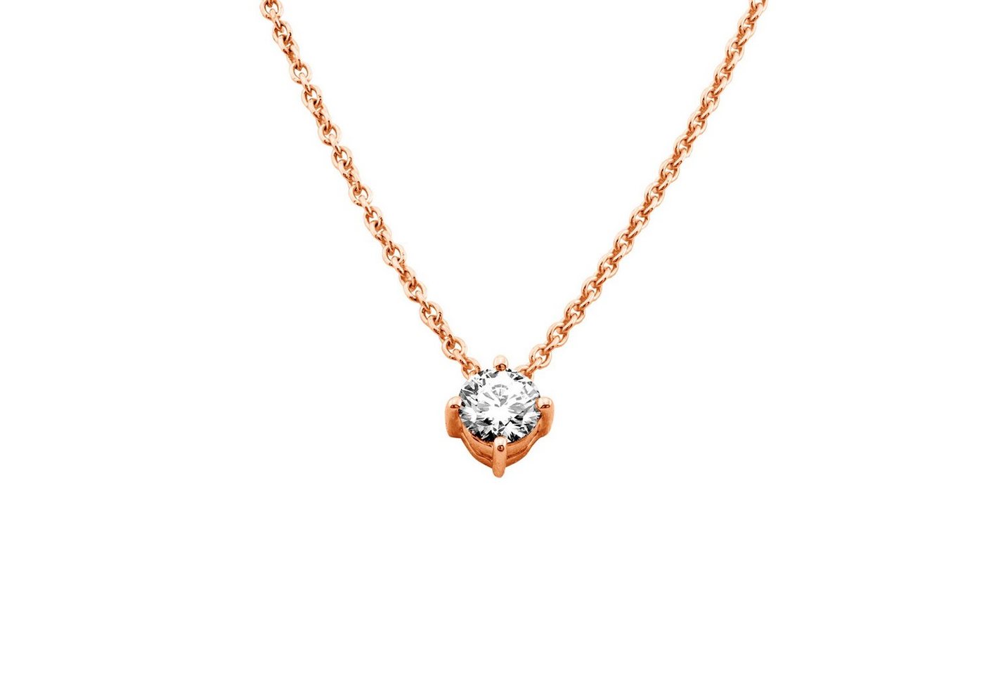 Stella-Jewellery Collier 585er Rotgold Collier m. Diam. 0,15ct. 4er Krappe (inkl. Etui), Diamanten Solitaire Ankerkette Brilliant von Stella-Jewellery