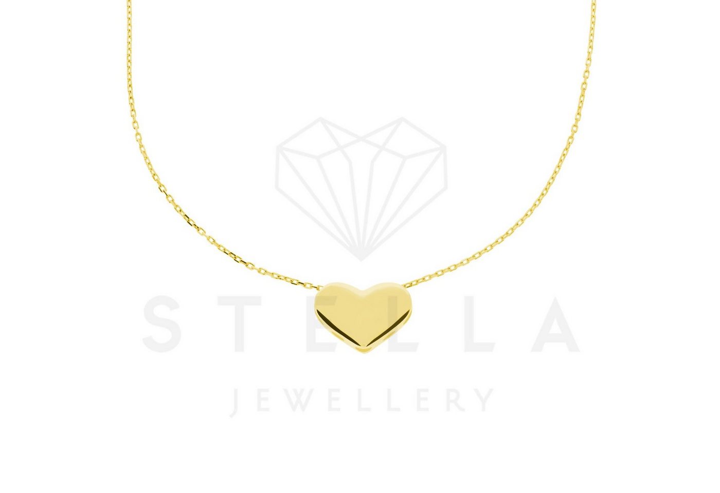 Stella-Jewellery Collier Damen Kette mit Herz Anhänger 585er Gelbgold 45 cm (inkl. Etui), 585 Gelbgold 7 Plättchen von Stella-Jewellery