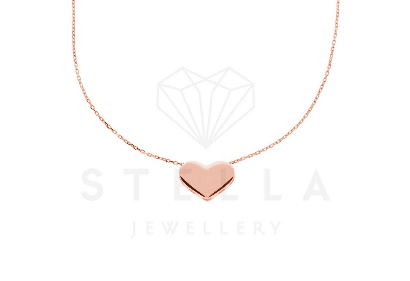 Stella-Jewellery Collier Damen Kette mit Herz Anhänger 585er Rotgold 45 cm (inkl. Etui), 585 Gelbgold 7 Plättchen von Stella-Jewellery