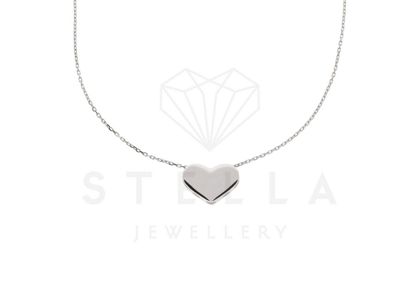 Stella-Jewellery Collier Damen Kette mit Herz Anhänger 585er Weißgold (inkl. Etui), 585 Gelbgold 7 Plättchen von Stella-Jewellery