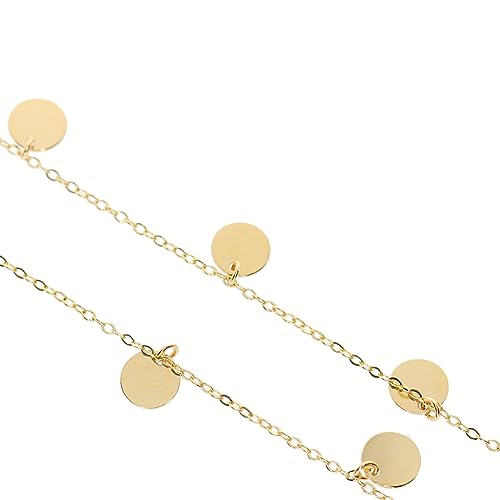 Stella-Jewellery Damen Halskette mit 7 Plättchen 585 Gold Kreis Kette Collier Schmuck von Stella-Jewellery