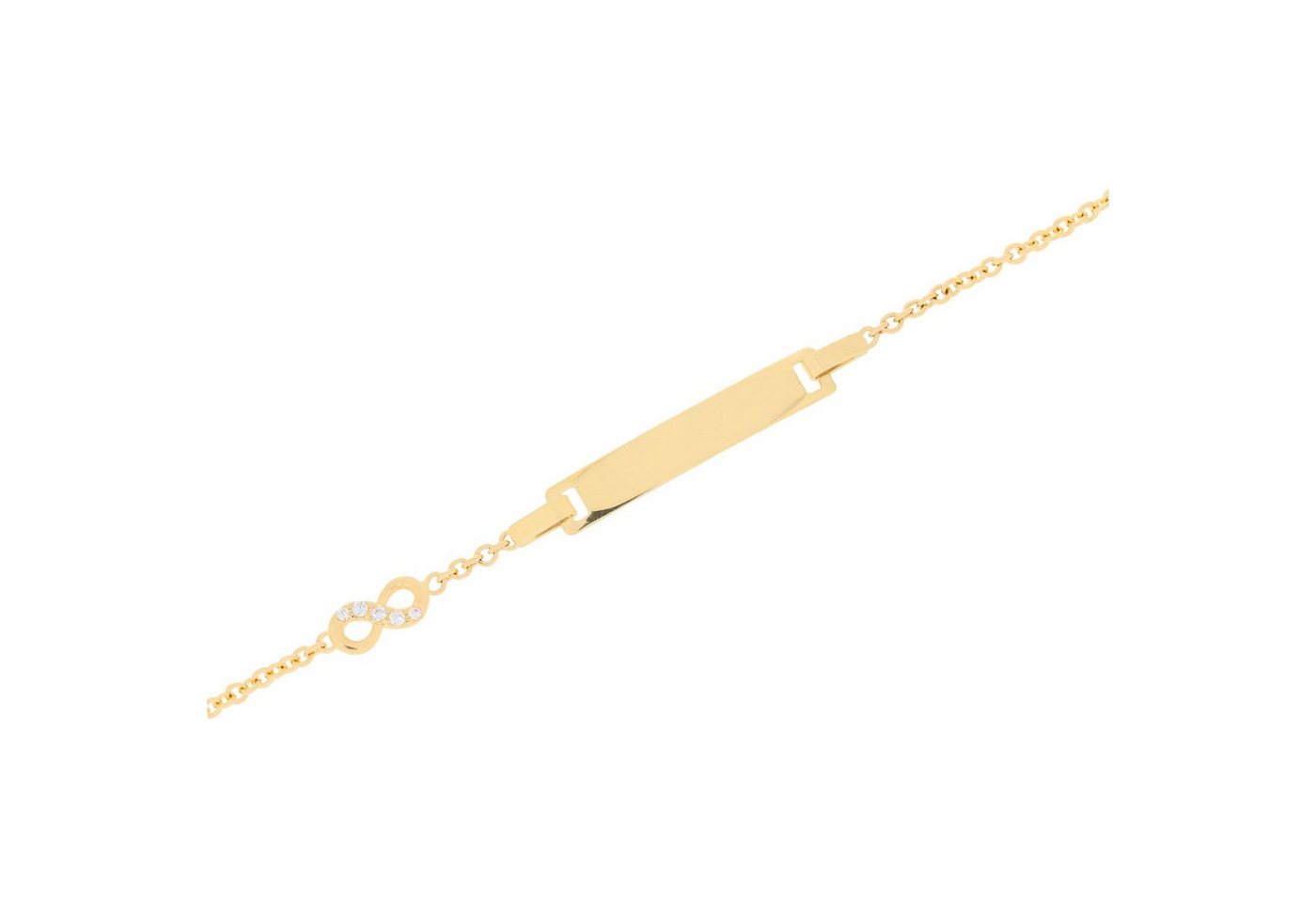 Stella-Jewellery Goldarmband 585 Gelbgold Kinder ID Armband Infinity Zirkonia (inkl. Etui, 1-tlg), Armkette, Goldarmband von Stella-Jewellery