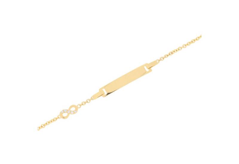 Stella-Jewellery Goldarmband 585 Gelbgold Kinder ID Armband Infinity Zirkonia (inkl. Etui, 1-tlg), Armkette, Goldarmband von Stella-Jewellery
