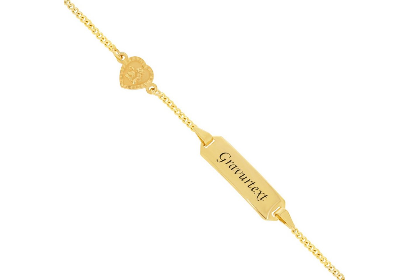 Stella-Jewellery Goldarmband 585er Gelbgold ID Armband Gravurplatte mit Herz 12 + 2 cm inkl. Gravur (inkl. Etui, 1-tlg) von Stella-Jewellery