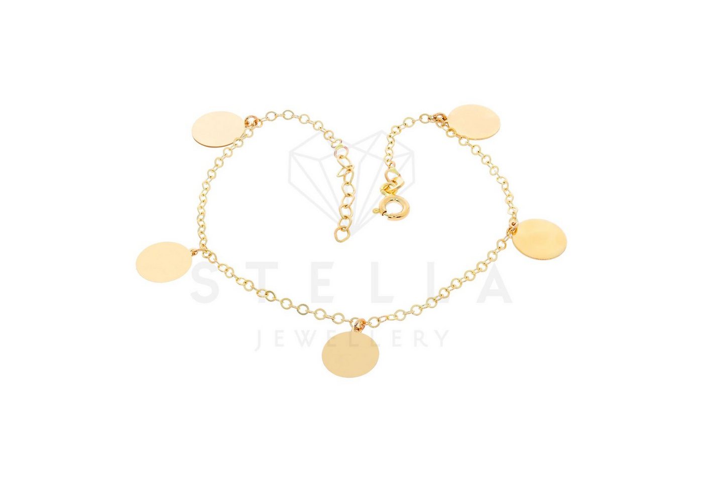 Stella-Jewellery Goldarmband 585er Gold Armband mit 5 Plättchen 19 cm Schmuck (inkl. Etui, 1-tlg., inkl. Etui), Armkette, Goldarmband von Stella-Jewellery
