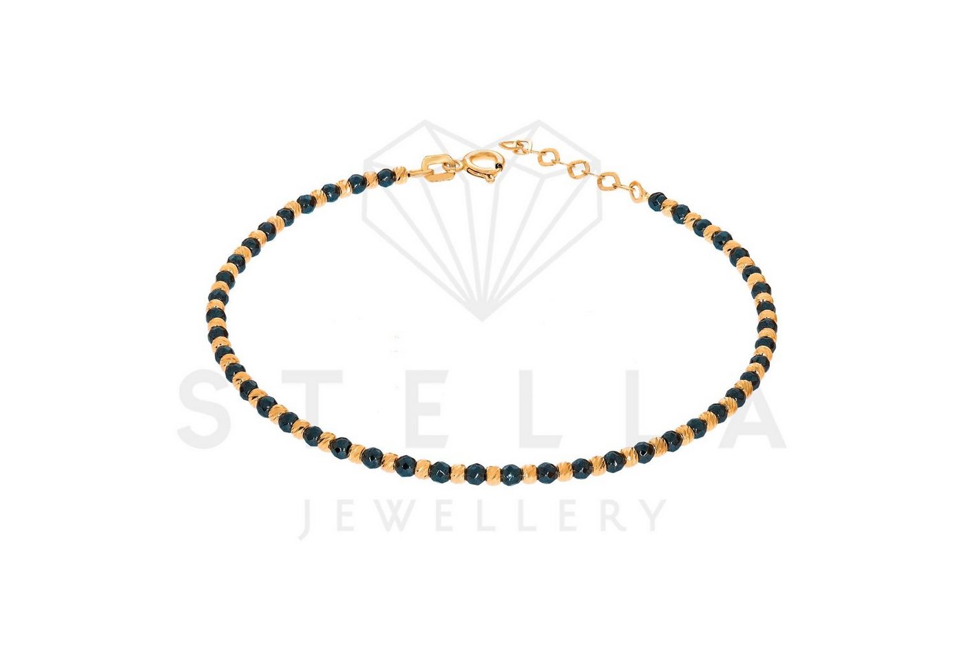 Stella-Jewellery Goldarmband Onyx Armband mit 585er Rotgold Kugel (inkl. Etui, 1-tlg., Rotgold und Onyx Kugel), Armkette, Goldarmband von Stella-Jewellery