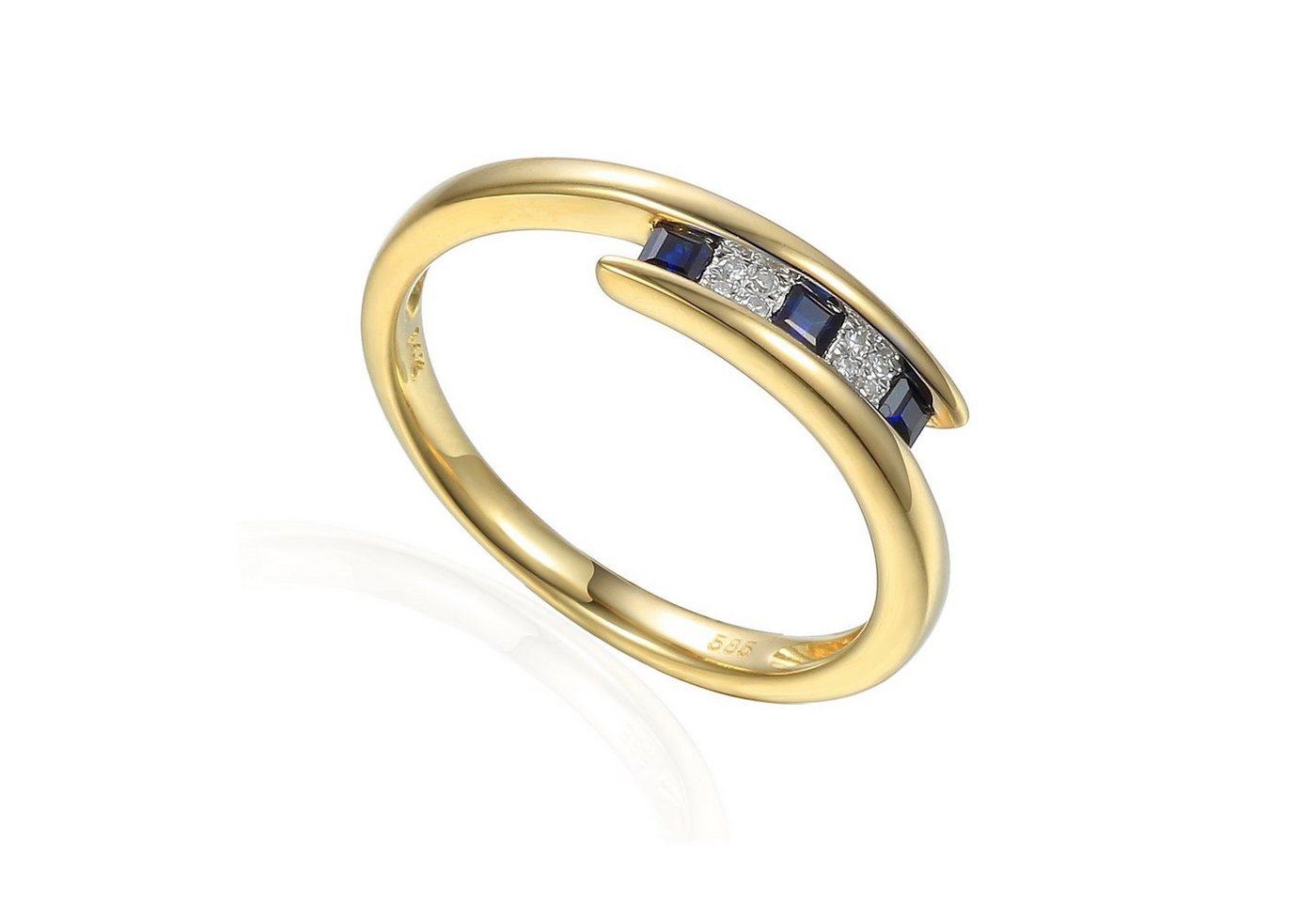 Stella-Jewellery Solitärring 585er Gelbgold Ring mit Saphir und Diamant Gr. 54 (inkl. Etui, Saphir ca. 0.18 ct Diamant 0,02ct - inkl. Etui), Saphir 0,18ct und Brillanten 0,02ct. von Stella-Jewellery