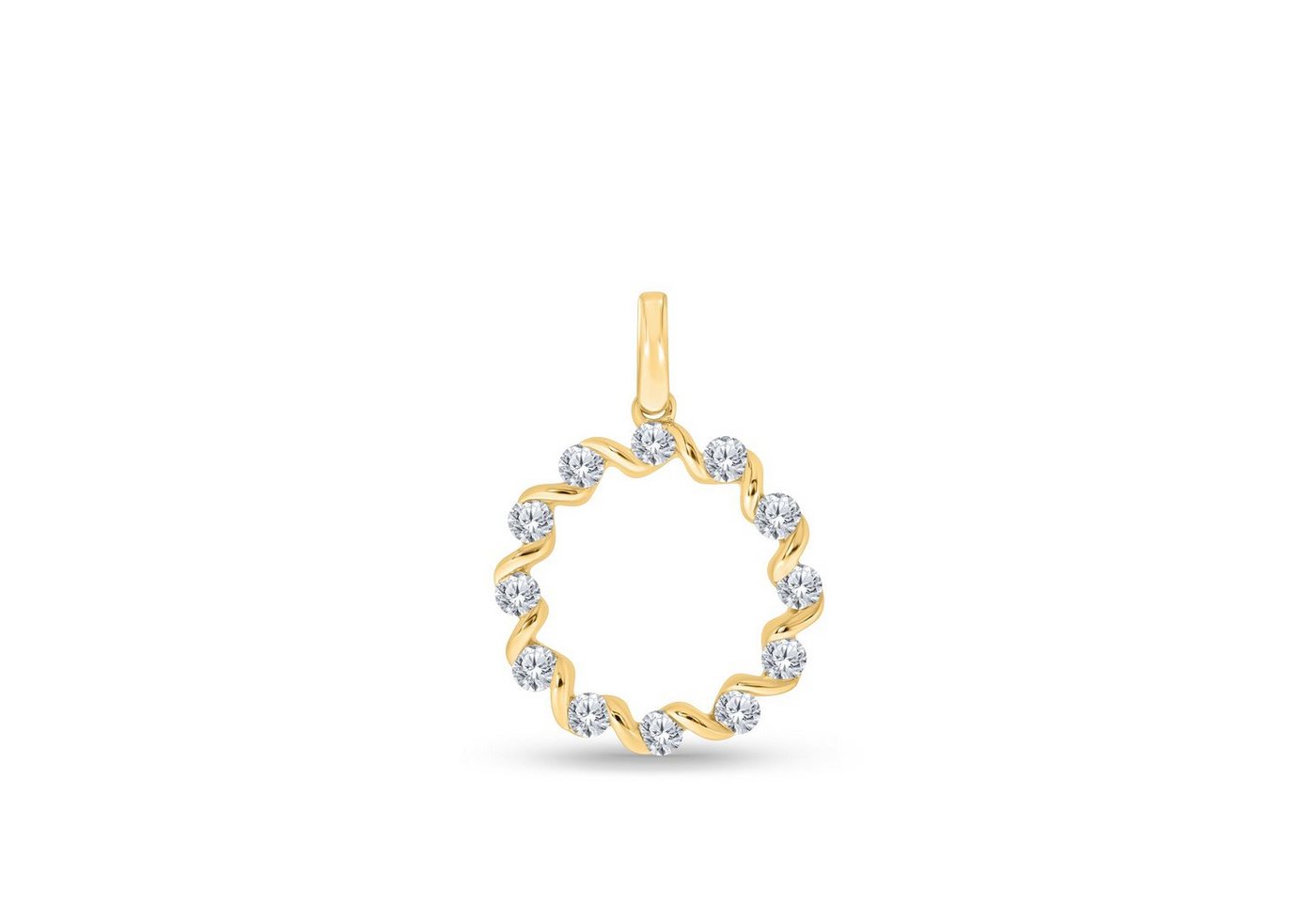 Stella-Jewellery Collier 585er Gelbgold Anhänger 12 Diamanten ca. 0,12 ct. (inkl. Etui), Diamanten Kreuz Brillant von Stella-Jewellery