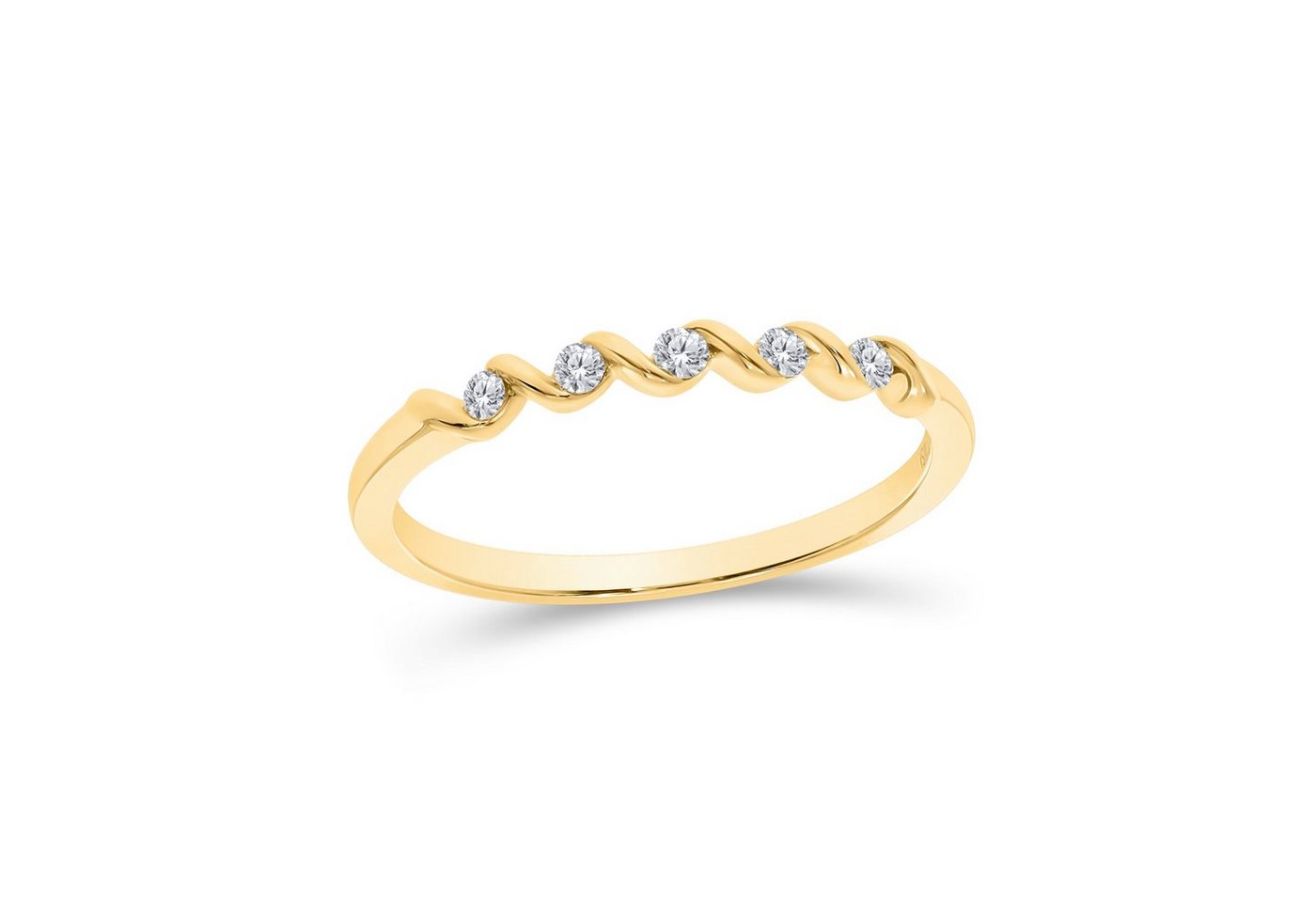 Stella-Jewellery Memoirering 585er Gelbgold Ring 5 Diamanten ca. 0,10 ct,Gr. 54 (Memoryring), Goldschmuck für Damen von Stella-Jewellery