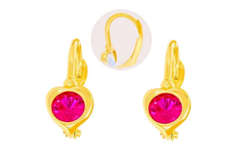Stella-Jewellery Paar Ohrhänger 585 Gold Kinder Klappbrisur Ohrringe Herz Model 2 (inkl. Etui, Gold Ohrschmuck) von Stella-Jewellery