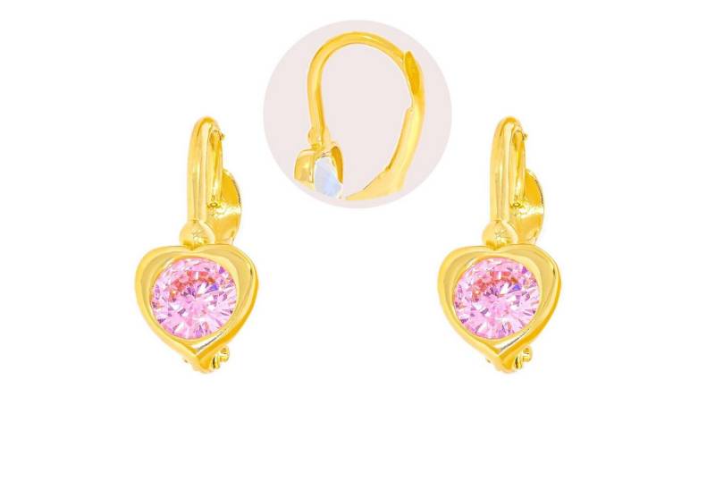 Stella-Jewellery Paar Ohrhänger 585 Gold Kinder Klappbrisur Ohrringe Herz Model 3 (inkl. Etui, Gold Ohrschmuck) von Stella-Jewellery