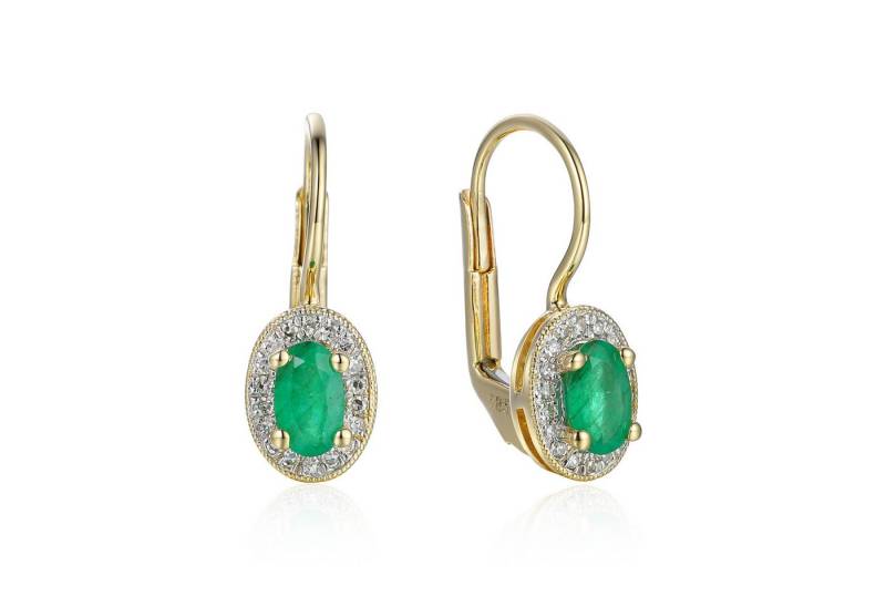 Stella-Jewellery Paar Ohrhänger 585er Gelbgold Ohrhänger Smaragd 0,47ct. ovalform (inkl. Etui) von Stella-Jewellery