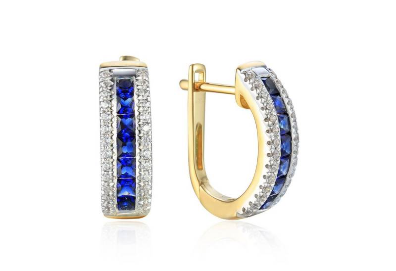 Stella-Jewellery Paar Ohrhänger 585er Gelbgold Ohrringe synth. Saphir 0,78 ct. (inkl. Etui) von Stella-Jewellery