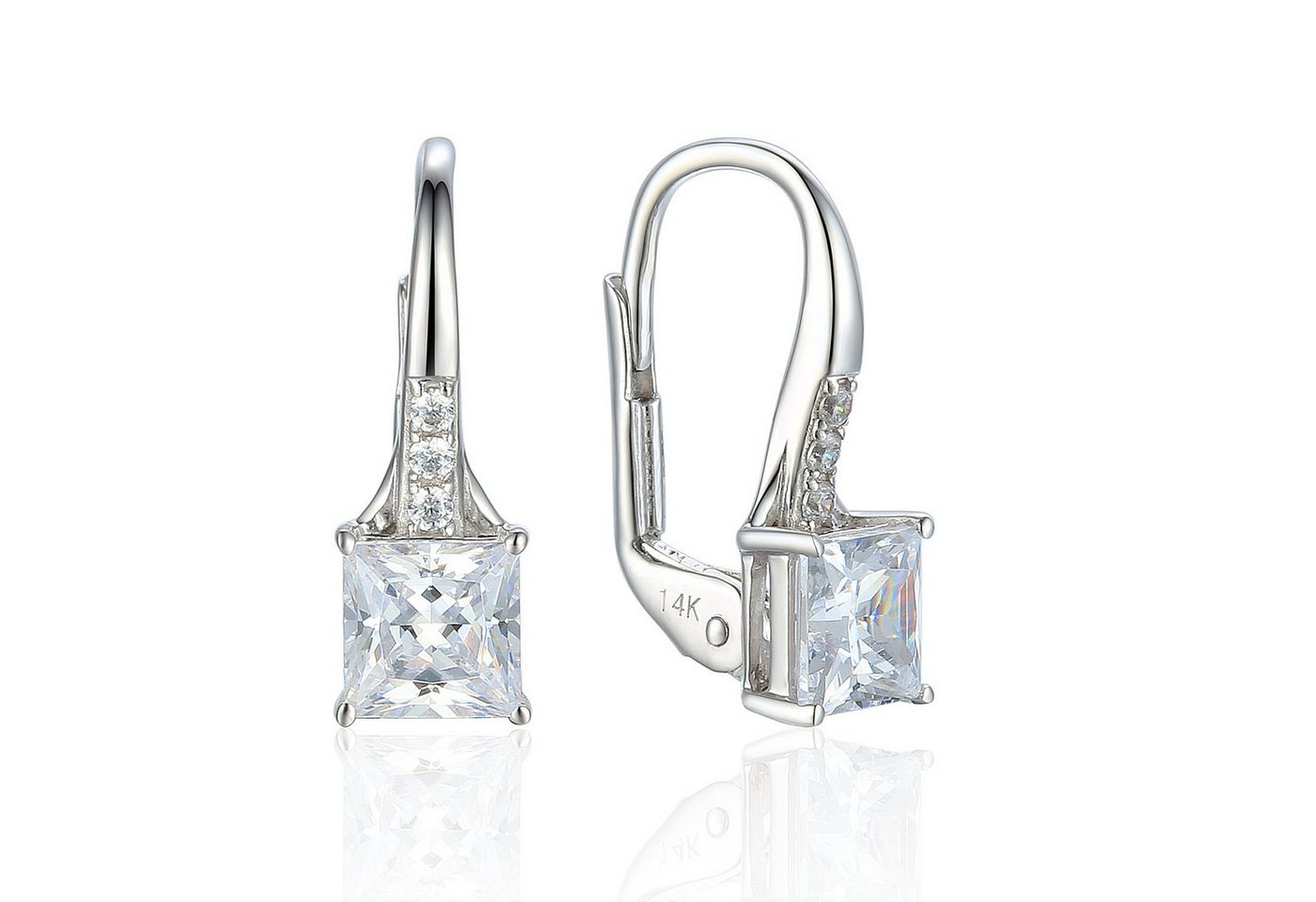 Stella-Jewellery Paar Ohrhänger 585er Weißgold Ohrhänger mit Zirk. Squareschliff (inkl. Etui, inkl. Etui) von Stella-Jewellery