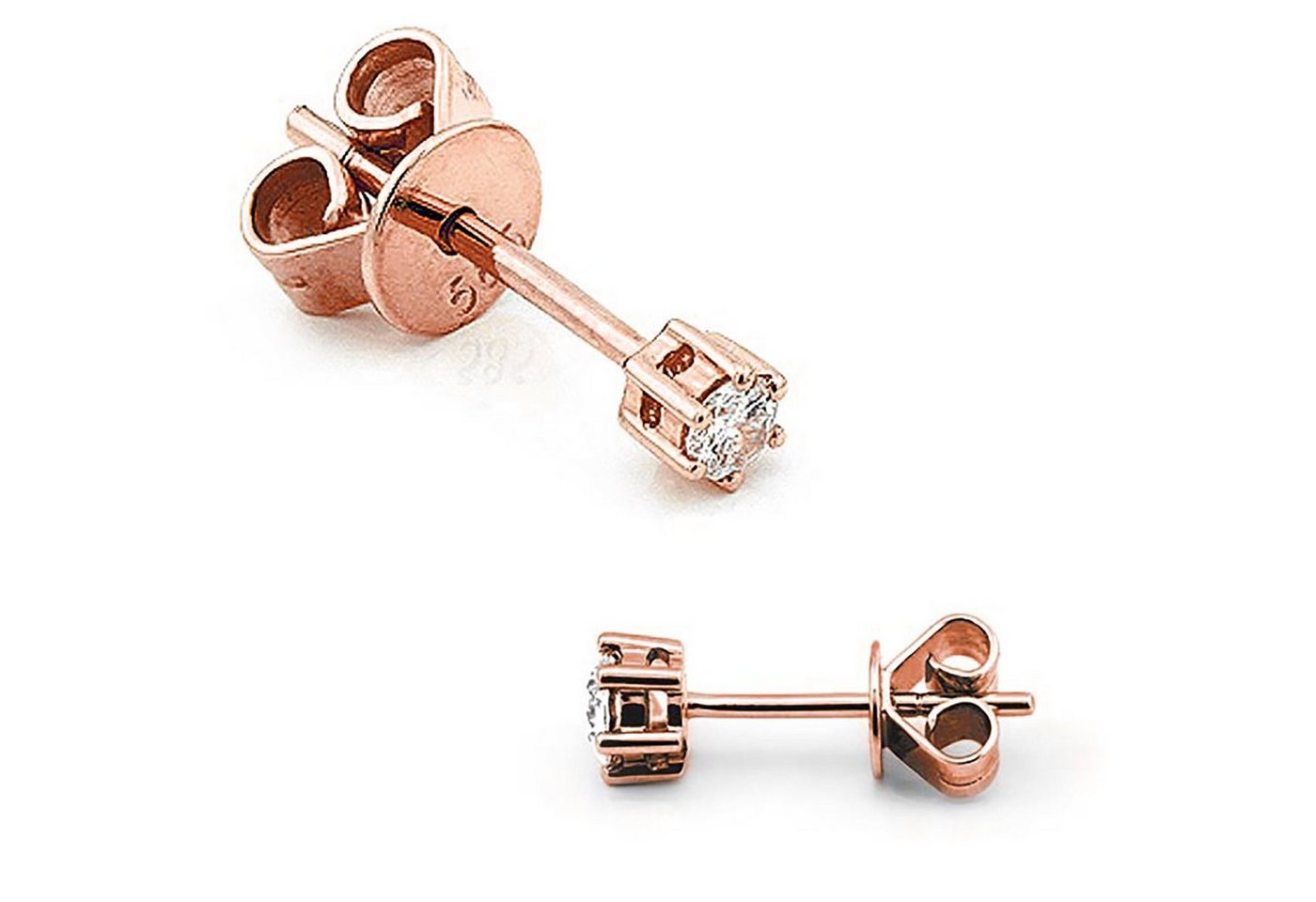 Stella-Jewellery Paar Ohrstecker 585 Rotgold Diamanten Ohrstecker 6er Krappe, Diamanten von Stella-Jewellery