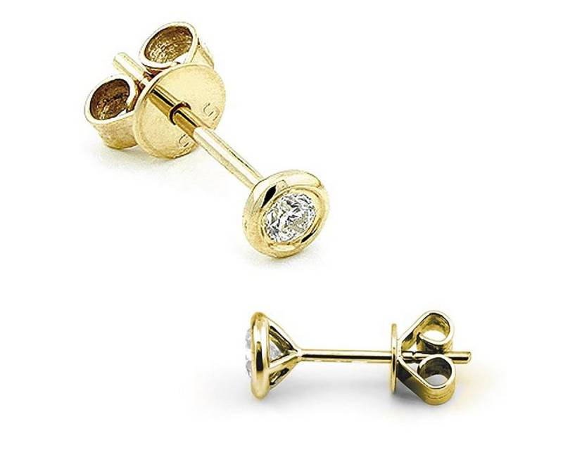 Stella-Jewellery Paar Ohrstecker 585er Gelbgold Diamanten Ohrstecker Zargenfassung, Diamanten von Stella-Jewellery