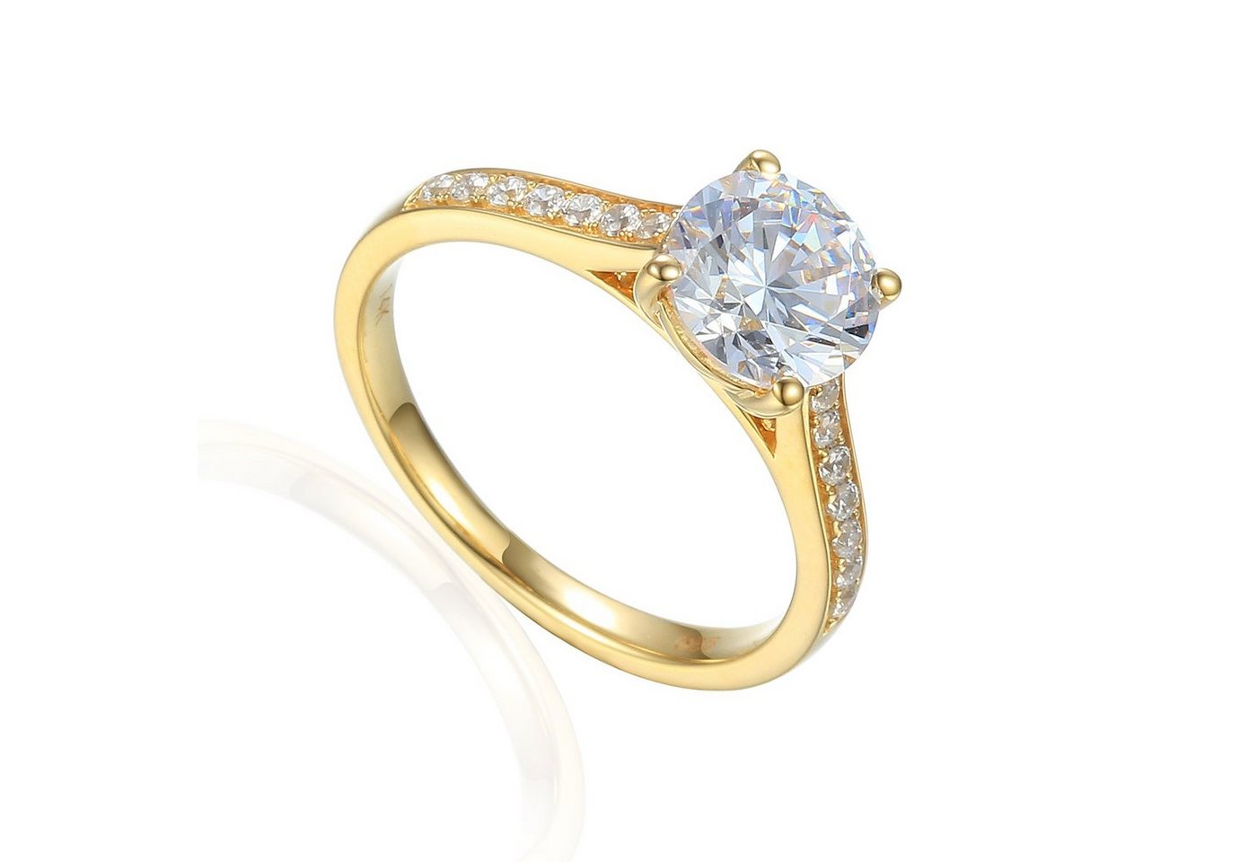 Stella-Jewellery Solitärring 585er Gelbgold Damenring Solitair mit Zirkonia (Ring mit Zirkonia, Zirkonia - inkl. Etui) von Stella-Jewellery