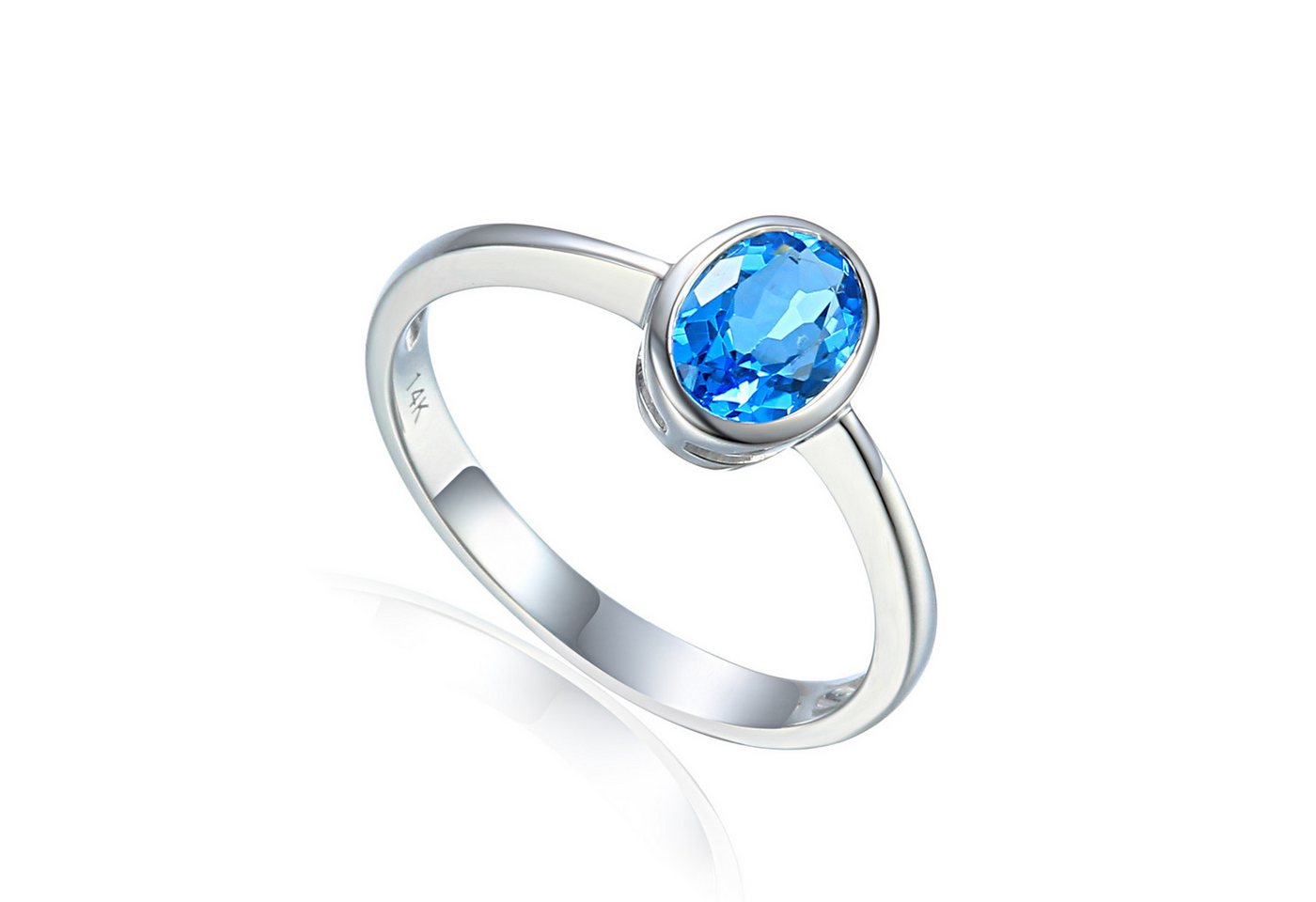Stella-Jewellery Solitärring 585er Weißgold Damenring mit Blautopas 0,97ct. (inkl. Etui, Edelsteinring), Blautopas 0,97ct. von Stella-Jewellery