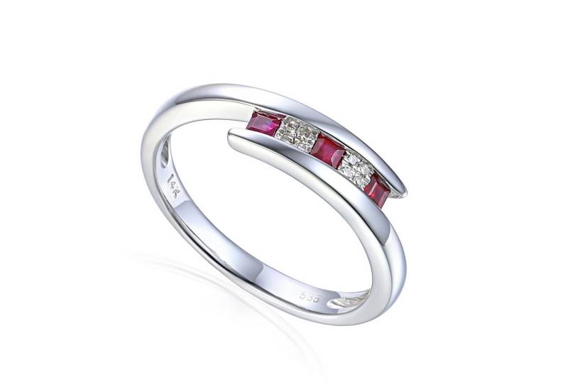 Stella-Jewellery Solitärring 585er Weissgold Damenring mit Rubin / Diamant (inkl. Etui, Rubin ca. 0.21ct Diamant 0,02ct - inkl. Etui), Rubin 0,21ct und Brillanten 0,02ct. von Stella-Jewellery