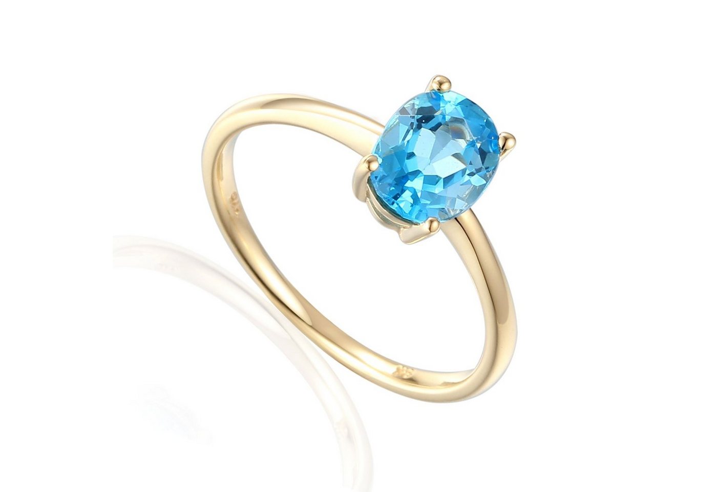 Stella-Jewellery Solitärring Gelbgold Damenring mit Blautopas 1,53ct. Gr. 54 (inkl. Etui, Edelsteinring), Blautopas 1,53ct. von Stella-Jewellery