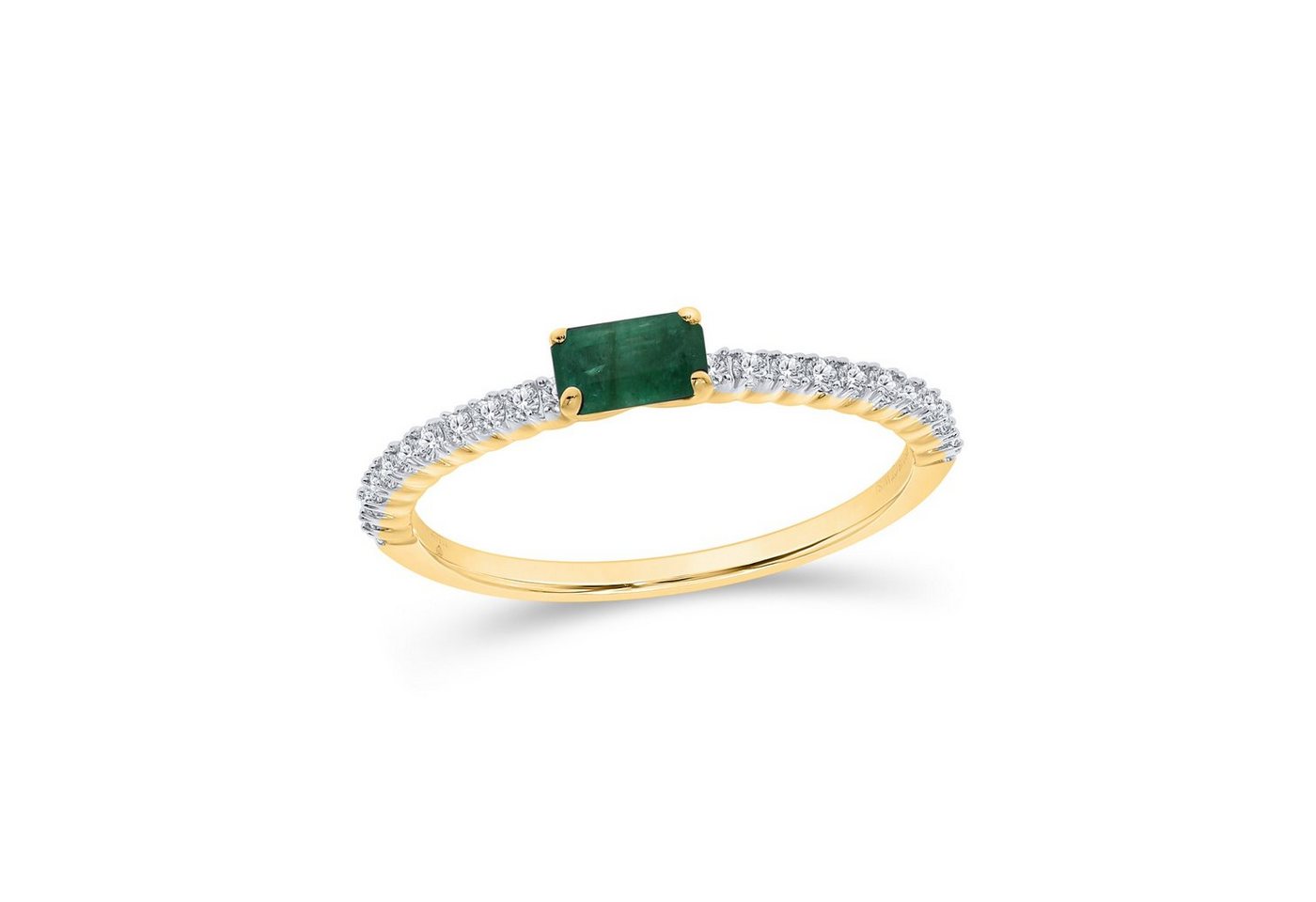 Stella-Jewellery Solitärring 585er Gold Ring mit Smaragd und Brillanten Gr. 54 (Smaragd Diamant Ring, inkl. Etui), Smaragd 0,29ct. und Brillanten 0,18ct. von Stella-Jewellery